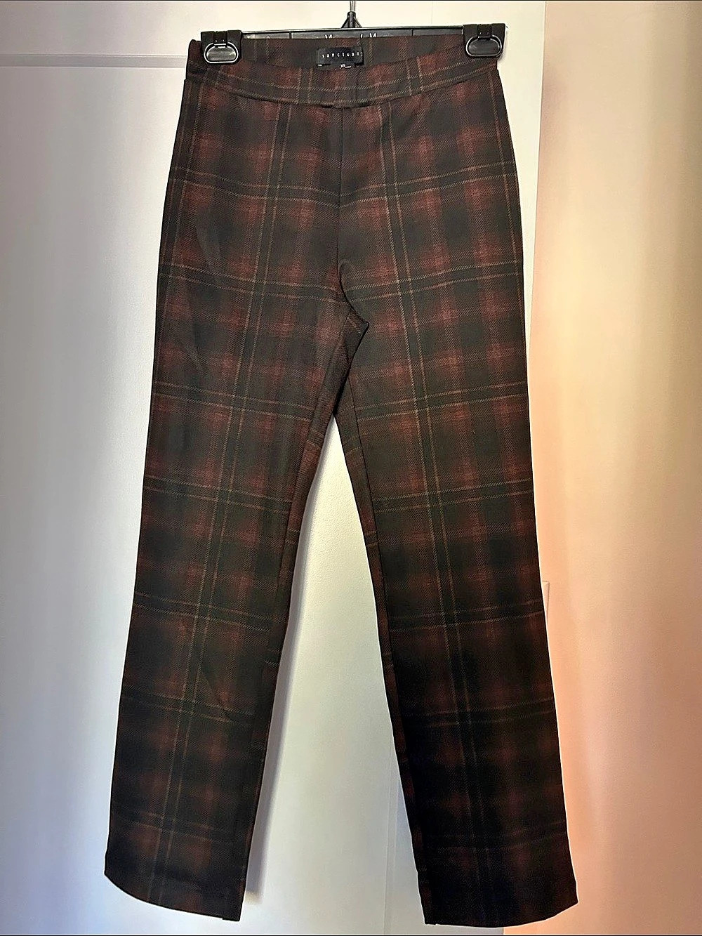 Sanctuary Plaid Pull-On Ponte Pants Brown & Black Size 4